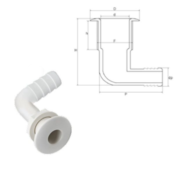 Can Plastic Skin Fitting 90 Degree 3/4" Hose