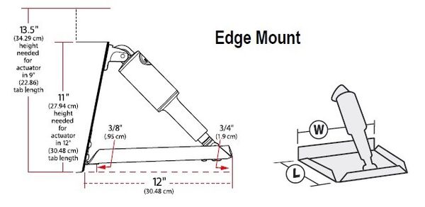 Lenco 9" x 9" Edge Mount Trim Tab Kit