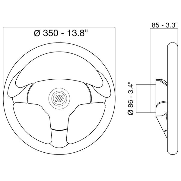 Ultraflex Antigua Steering Wheel (350mm / Black)
