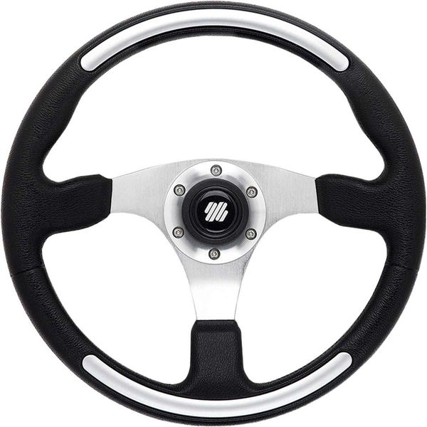 Ultraflex Santorini Steering Wheel with Hub (350mm / Silver & Black)
