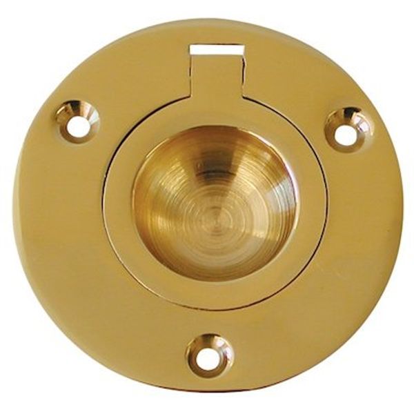 AG Polished & Lacquered Brass Flush Ring 1-1/2" Diameter
