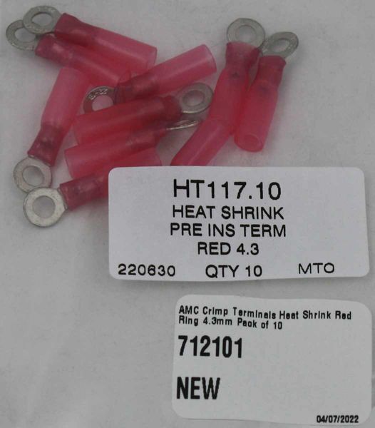 AMC Red Heat Shrink Ring Terminal (4.3mm ID / 10 Pack)