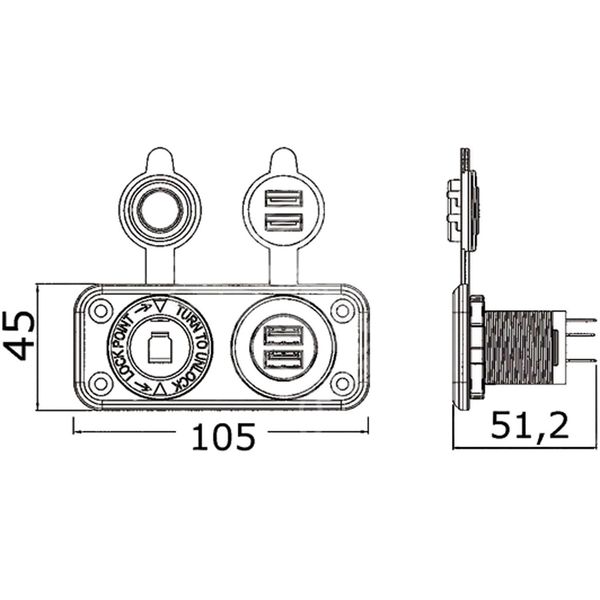 Osculati Double USB and Lighter Plug Cigarette Socket