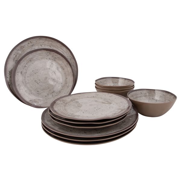 Bo-Camp Tableware Halo Melamine (12 Pieces / Beige)