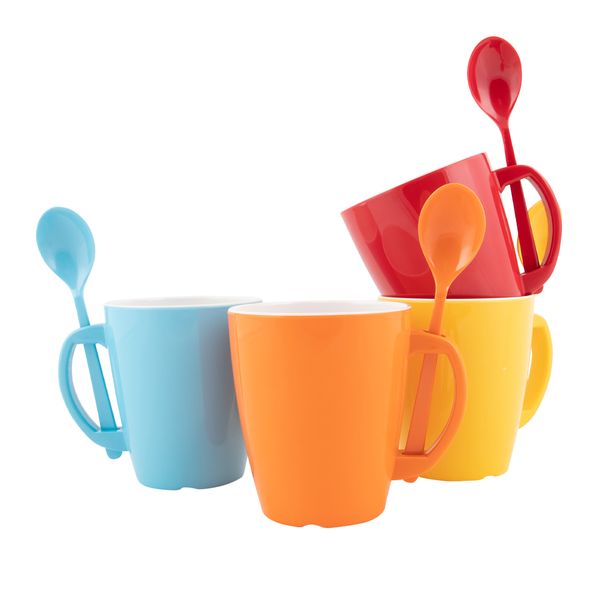 Gimex Colour Line Mug With Spoon Rainbow (390ml / 4 Pieces)