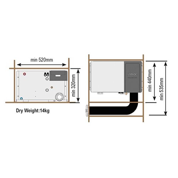Alde Compact HE3020 Boiler + Roof Flue Kit