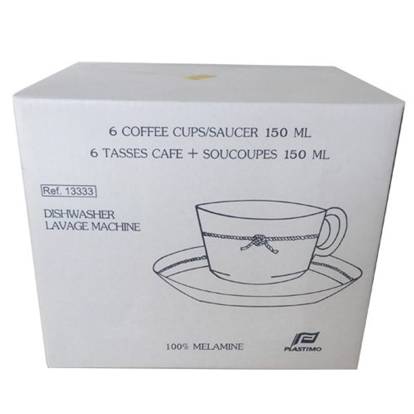 Plastimo Melamine Coffee Cup with Saucer (Pk.6)