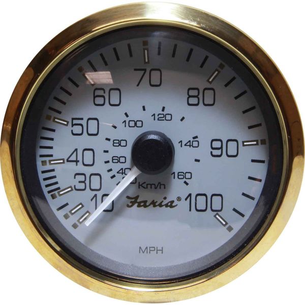 Faria Speedometer in Signature Gold (Mechanical Pitot Tube / 100MPH)